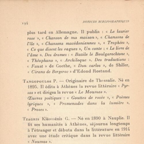 19 x 12.5 cm; 4 s.p. + 198 p. + 6 s.p., l. 1 bookplate CPC on recto, p. [1] half-title page and written dedication of the edi